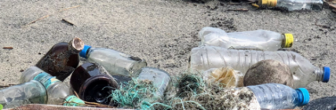 plastic waste on beach