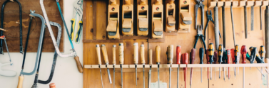 tools hanging on wall