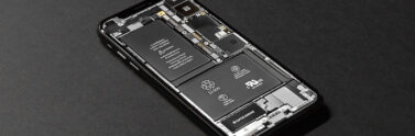 close-up of a lithium ion battery in a cell phone
