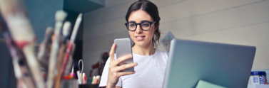 girl looking at phone