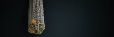 cloth bags holding food