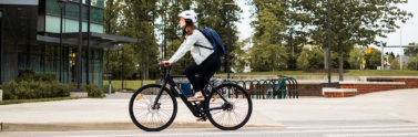 person riding e-bike