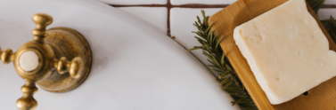 bar of soap next to sink