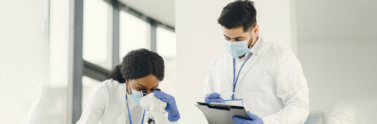 Two scientists working in a lab