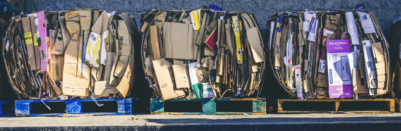 pallets of recycled paper