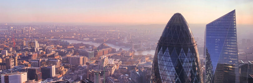 skyline at sunset